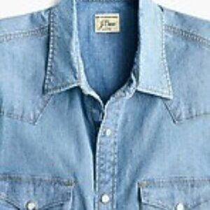 J.CREW Western Shirt in Stretch Chambray - Medium - Color: INDIGO